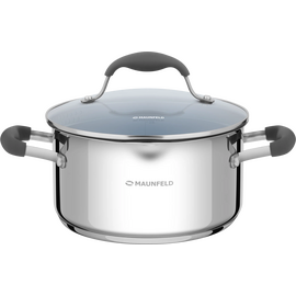  Кастрюля MAUNFELD Laura MCS56S08GR из нерж со стекл. крышкой, 24см, 5,6л 