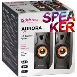  Акустическая система 2.0 DEFENDER Aurora S8 черный, 8 Вт, питание от USB 65408 