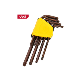  Набор ключей Torx Deli DL230707G удлиненных 9 шт S2, размеры T10,T15,T20,T25,T27,T30,T40,T45,T50, пластиковый держатель 
