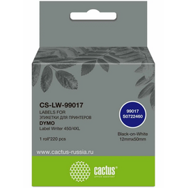  Этикетки Cactus CS-LW-99017 50x12мм черный белый 220шт/рул Dymo Label Writer 450/4XL 