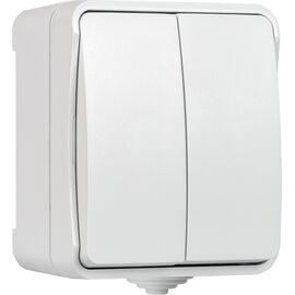  Выключатель SMARTBUY Сатурн SBE-04g-10-SW2-0 наружная установка 2-клавишный 10А, IP54, белый, 18/216 