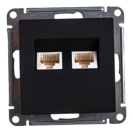  Розетка компьютерная Schneider Electric AtlasDesign ATN001085 двойная RJ45+RJ45, кат.5E, Карбон 