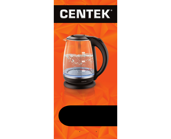  Чайник Centek CT-0015 <Sevilla> стекло, 2.0л, 2200Вт, внутрення LED подсветка, кнопка 