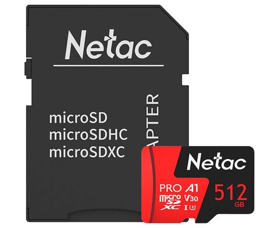  Карта памяти Netac P500 Extreme Pro MicroSDXC 512GB NT02P500PRO-512G-S V30/A1/C10 up to 100MB/s 