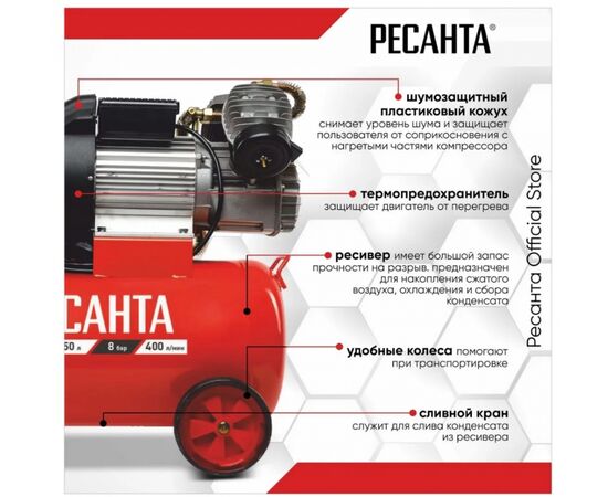  Компрессор Ресанта КП-50/400М (74/7/6) 
