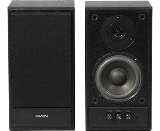  Акустическая система 2.0 SVEN SPS-702 black leather, дерево (MDF), 2 x 20 Вт (RMS), 40Hz - 22 000 Hz 
