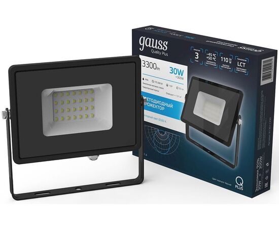  Прожектор Gauss Qplus уличный светодиодный 30Вт корп.алюм.черный (613511330) 