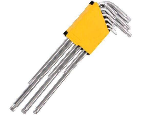  Набор ключей Torx Deli DL3095 сверхдлинных 9шт размеры Т10,Т15,Т20,Т25,Т27,Т30,Т40,Т45,Т50, пластиковый держатель 